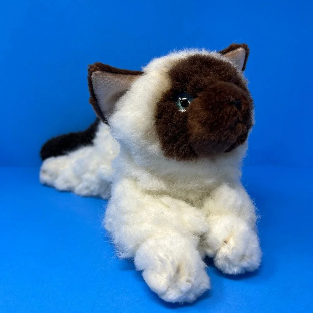 Aurora‎ 12 inch Plush Cat White Brown Siamese Blue Eyes 2015 Hand Made Indonesia